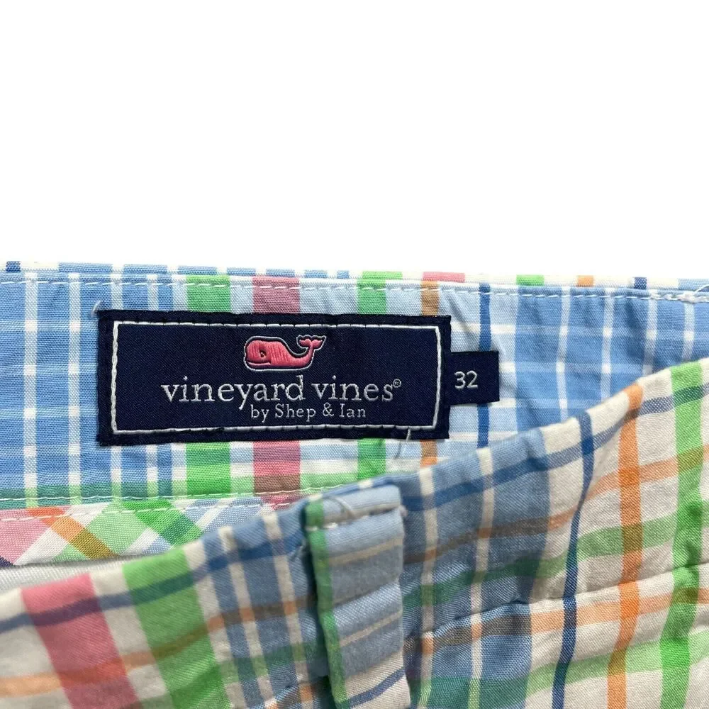 Vineyard Vines‎ 32 Breaker Shorts Plaid Pockets Zipper